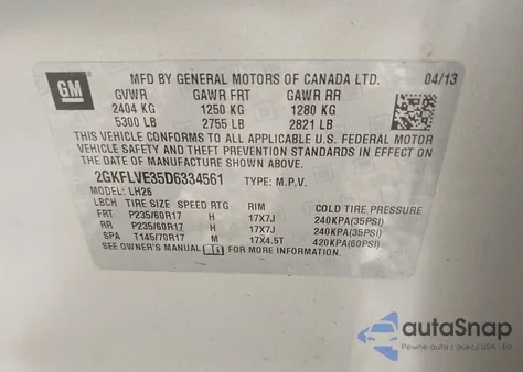 2013 GMC Terrain Slt-1 from USA, damaged, VIN 2GKFLVE35D6334561